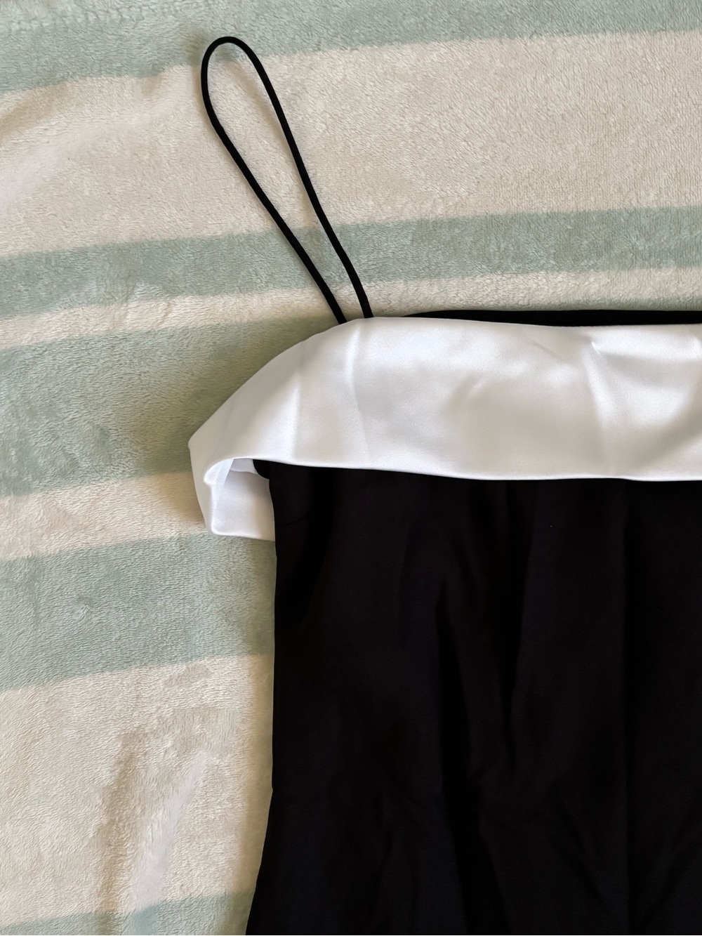 Niki Lavis Black Spaghetti Strap Formal Dress and With White Trim Neckline